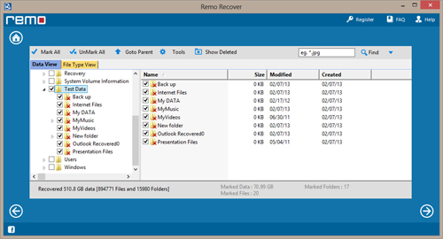 Restaurer les Fichiers apres Formatage Tool- Data View Screen