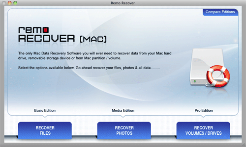 Undelete Mac Files  - Main Screen